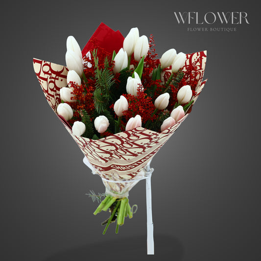 Tulip and Solidago Floral Bouquet