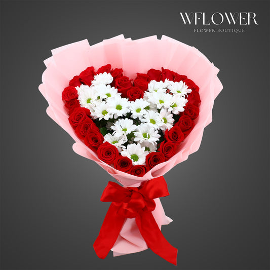 Heart Rose & Daisy Bouquet