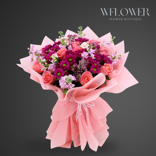 Rosé Symphony Signature Bouquet with Vase