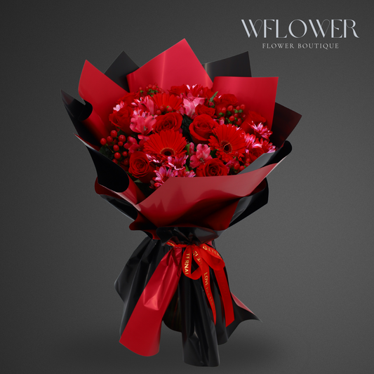 Velvet Rouge Signature Bouquet with Vase