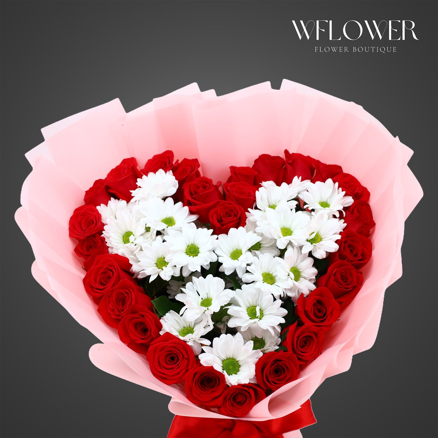 Heart Rose & Daisy Bouquet